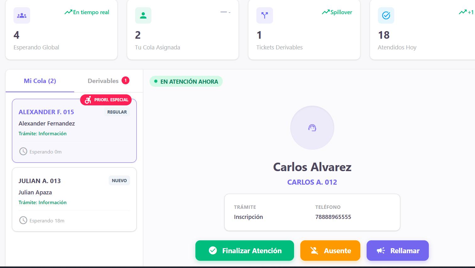 Vista Asesor y Turnos
